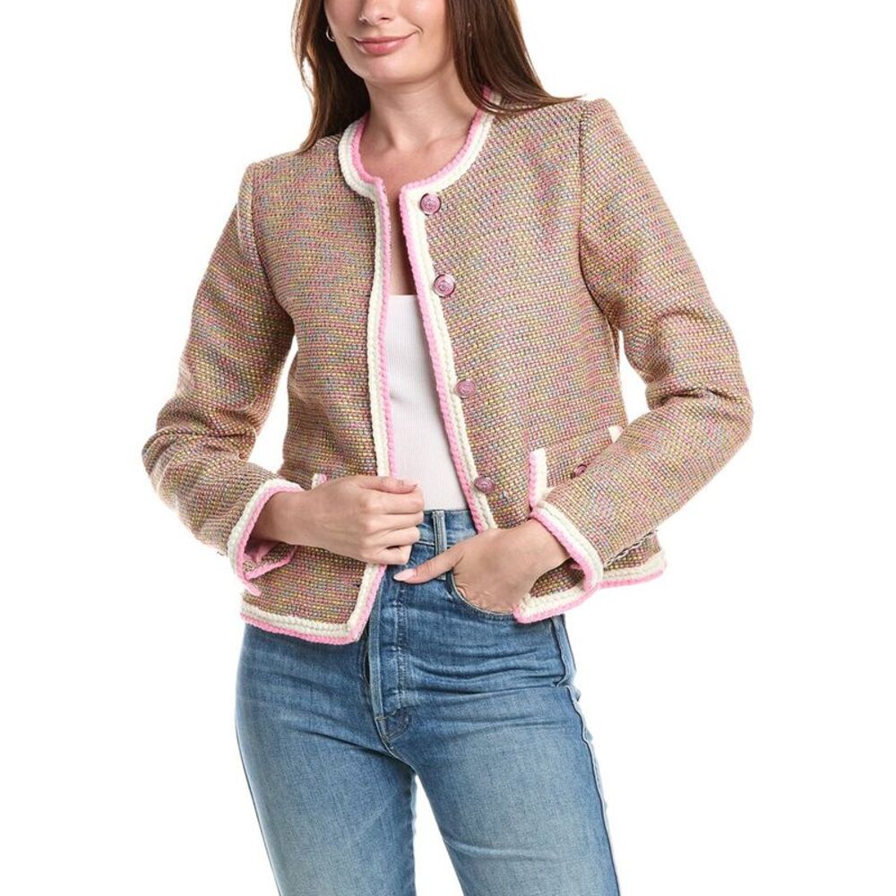 T Tahari Womens Tweed Jacket, Pink
